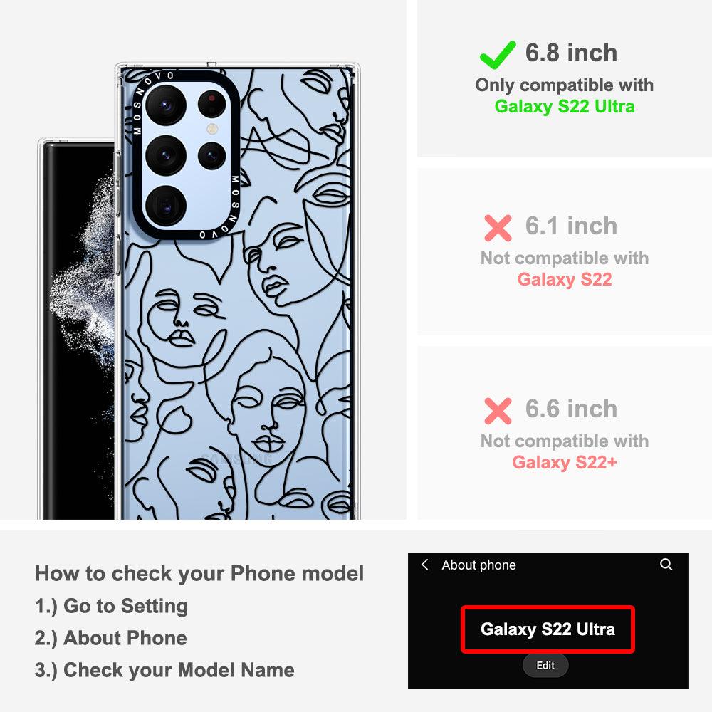 Abstract Face Line Art Phone Case - Samsung Galaxy S22 Ultra Case - MOSNOVO