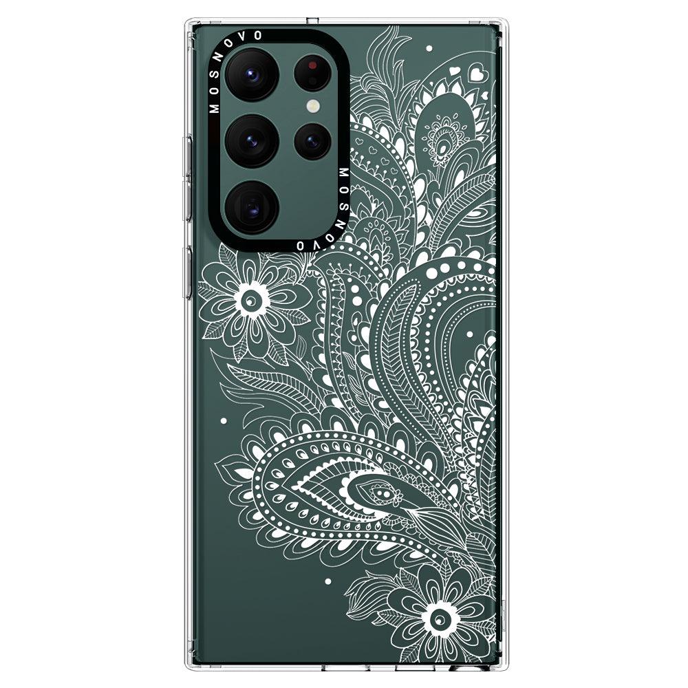 Aesthetic Flower Henna Phone Case - Samsung Galaxy S22 Ultra Case - MOSNOVO