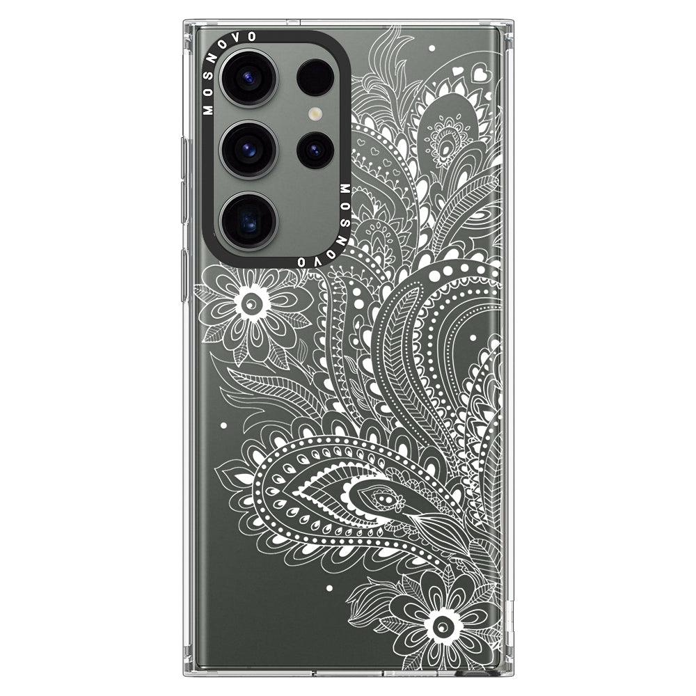 Aesthetic Flower Henna Phone Case - Samsung Galaxy S23 Ultra Case - MOSNOVO