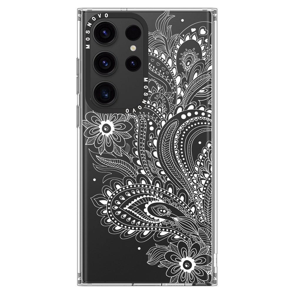 Aesthetic Flower Henna Phone Case - Samsung Galaxy S23 Ultra Case - MOSNOVO