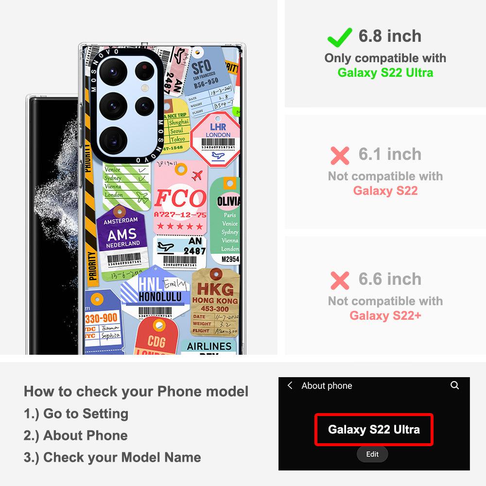 Air Ticket Labels Phone Case - Samsung Galaxy S22 Ultra Case - MOSNOVO