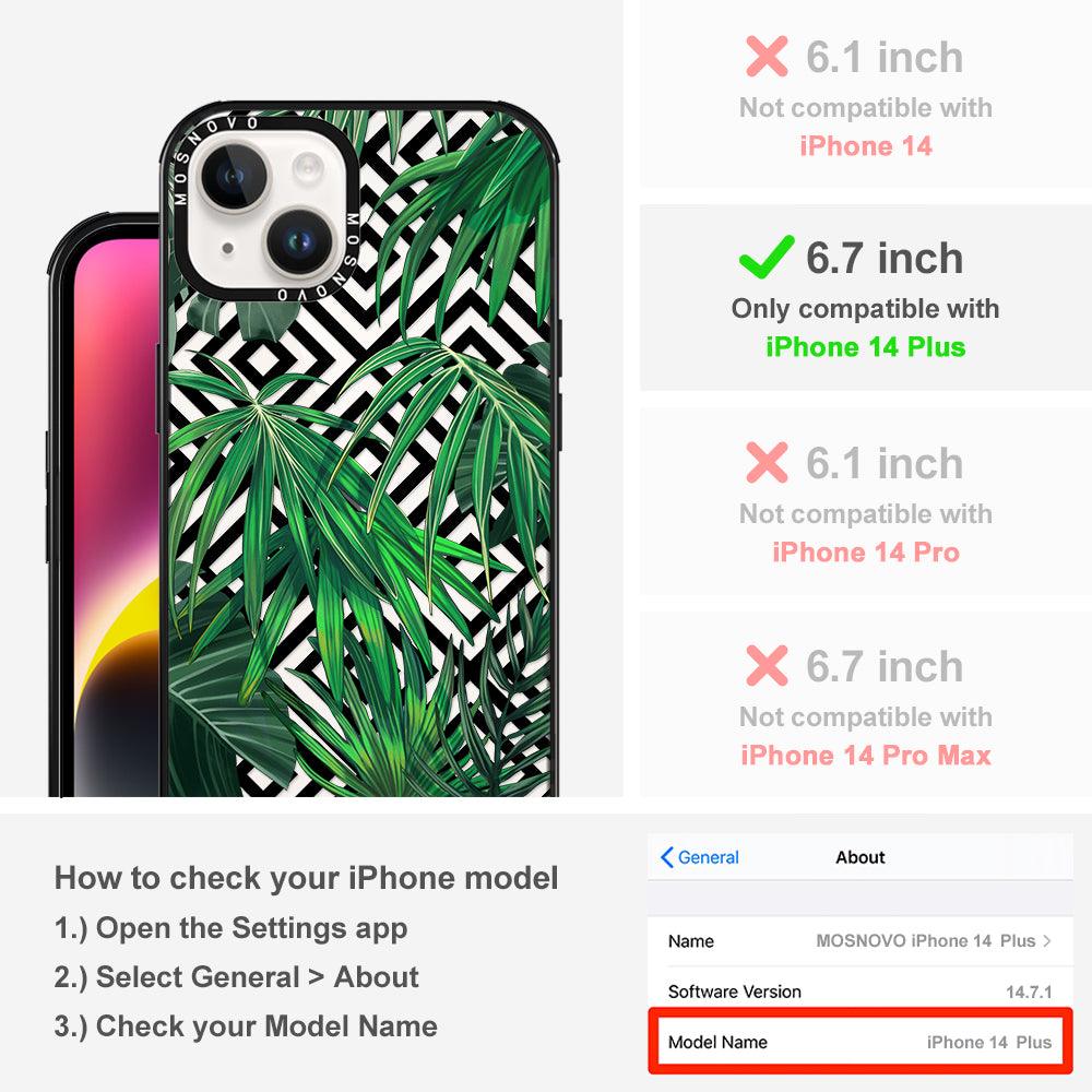 Areca Palm Pattern Phone Case - iPhone 14 Plus Case - MOSNOVO