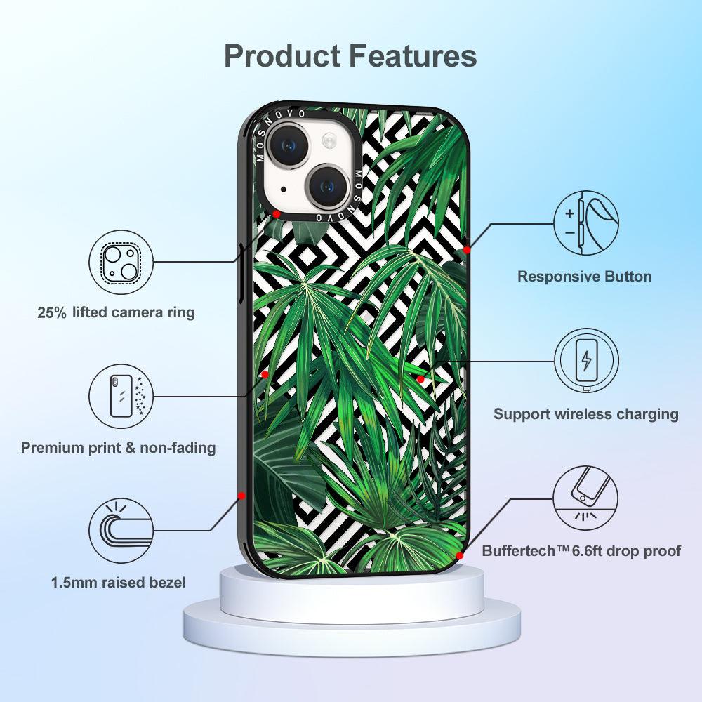 Areca Palm Pattern Phone Case - iPhone 14 Plus Case - MOSNOVO