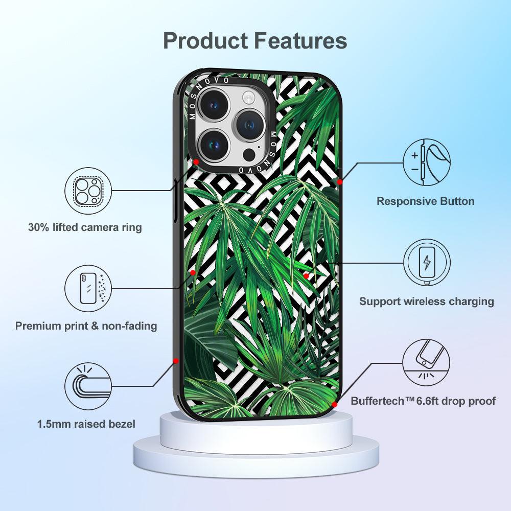 Areca Palm Pattern Phone Case - iPhone 14 Pro Max Case - MOSNOVO