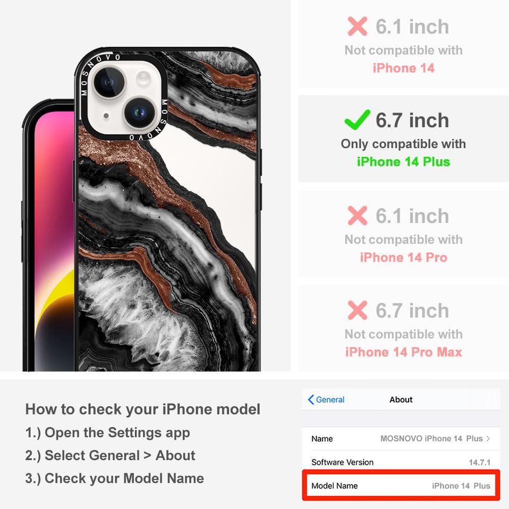 Black Agate Phone Case - iPhone 14 Plus Case - MOSNOVO