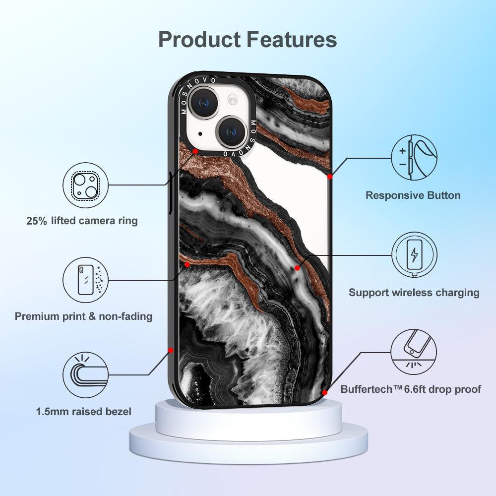 Black Agate Phone Case - iPhone 14 Plus Case - MOSNOVO