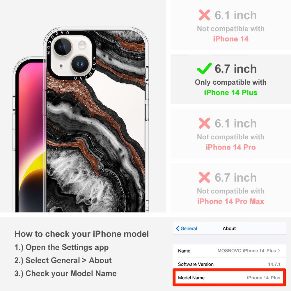 Black Agate Phone Case - iPhone 14 Plus Case - MOSNOVO