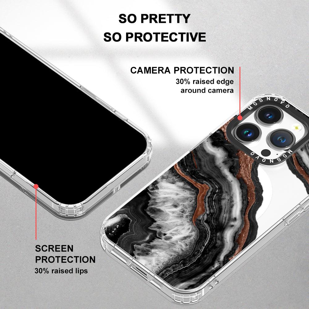 Black Agate Phone Case - iPhone 14 Pro Case - MOSNOVO