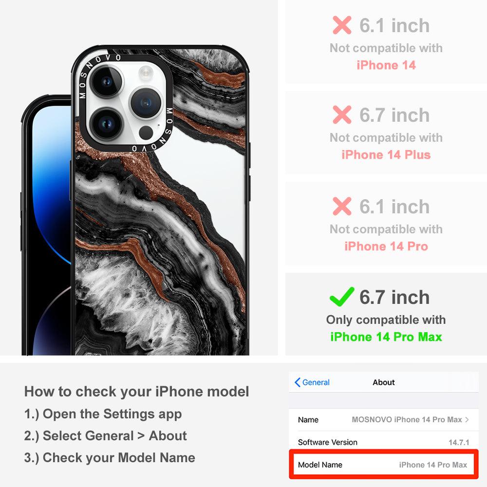 Black Agate Phone Case - iPhone 14 Pro Max Case - MOSNOVO