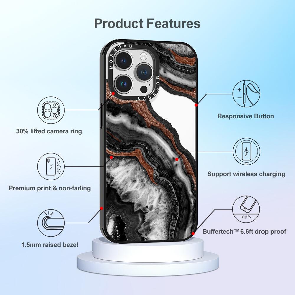 Black Agate Phone Case - iPhone 14 Pro Max Case - MOSNOVO