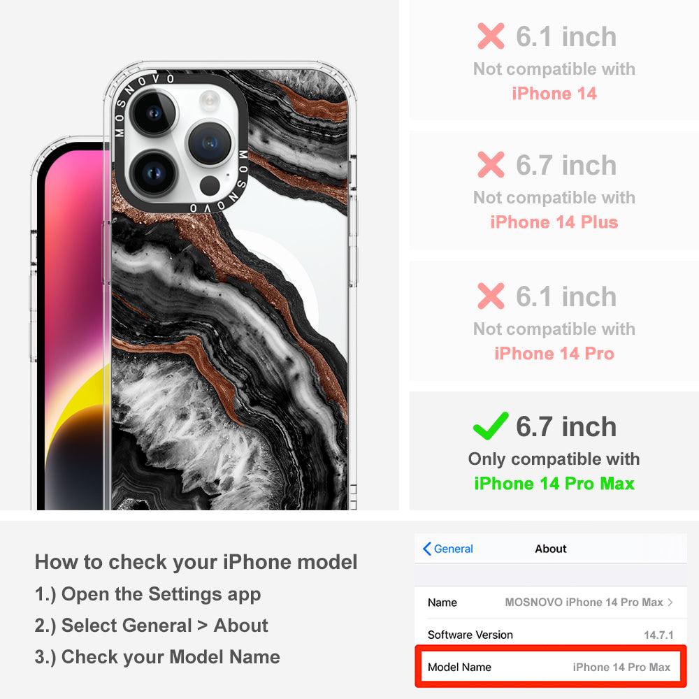 Black Agate Phone Case - iPhone 14 Pro Max Case - MOSNOVO