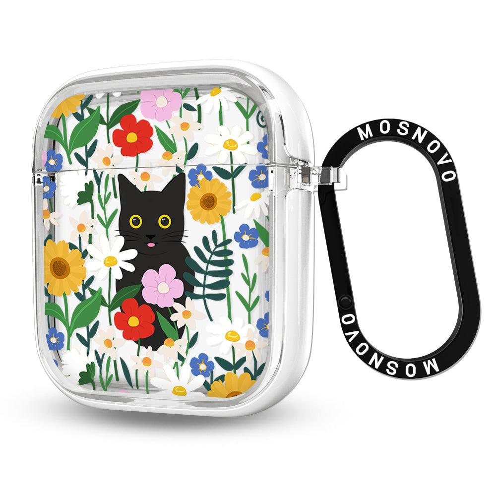 Black Cat in Garden AirPods 1/2 Case - MOSNOVO