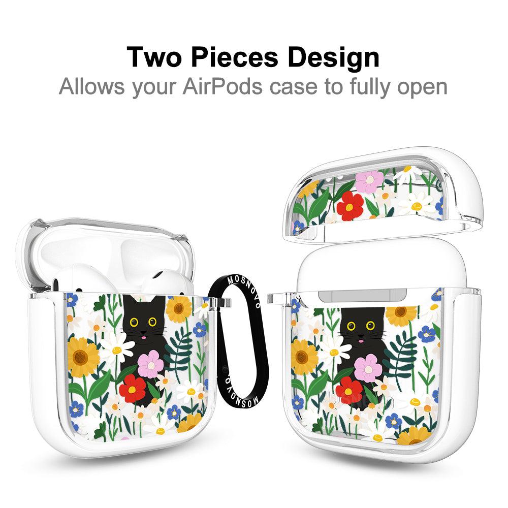 Black Cat in Garden AirPods 1/2 Case - MOSNOVO