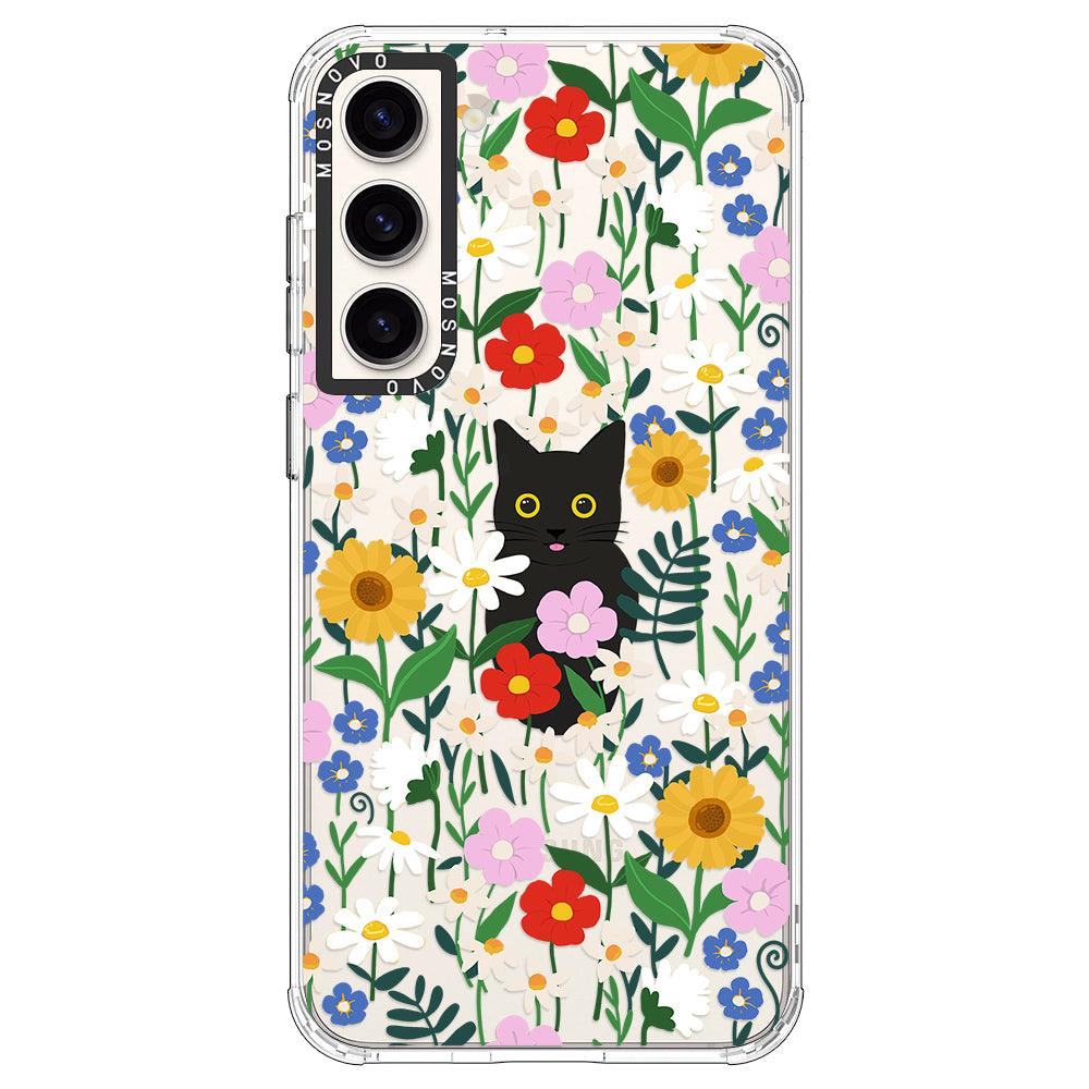 Black Cat in Garden Phone Case - Samsung Galaxy S23 Plus Case - MOSNOVO