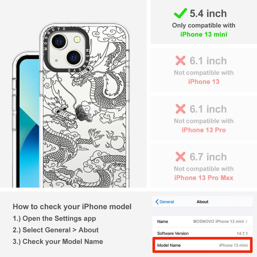 Black Dragon Phone Case - iPhone 13 Mini Case - MOSNOVO