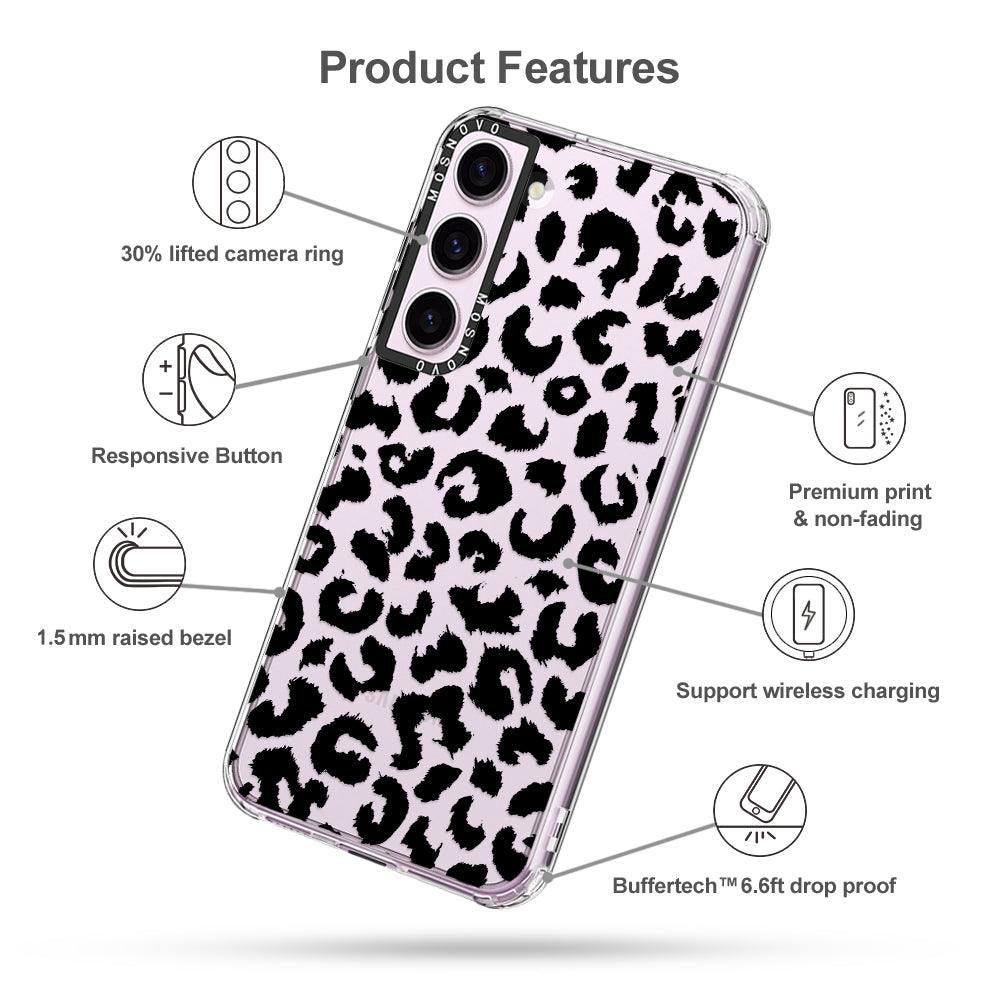 Black Leopard Print Phone Case - Samsung Galaxy S23 Case - MOSNOVO