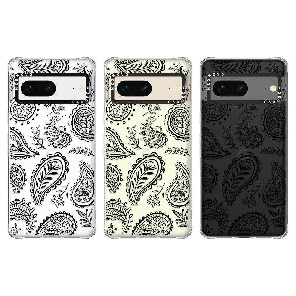 Black Paisley Phone Case - Google Pixel 7 Case - MOSNOVO