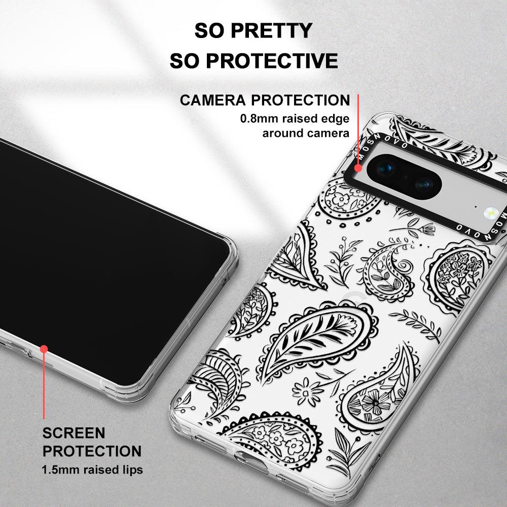 Black Paisley Phone Case - Google Pixel 7 Case - MOSNOVO