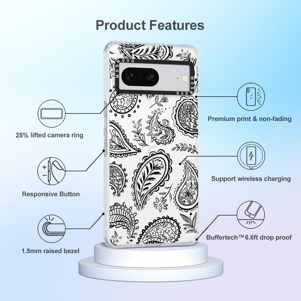 Black Paisley Phone Case - Google Pixel 7 Case - MOSNOVO