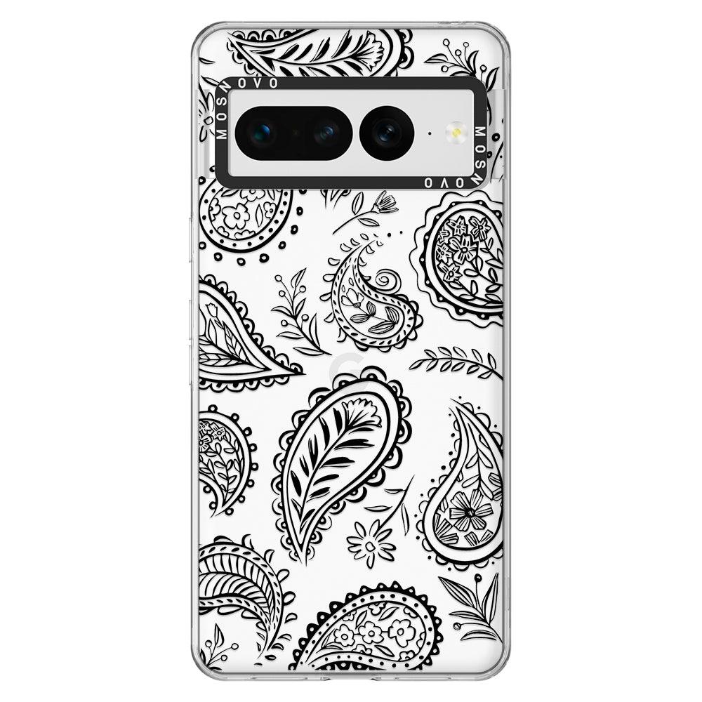 Black Paisley Phone Case - Google Pixel 7 Pro Case - MOSNOVO