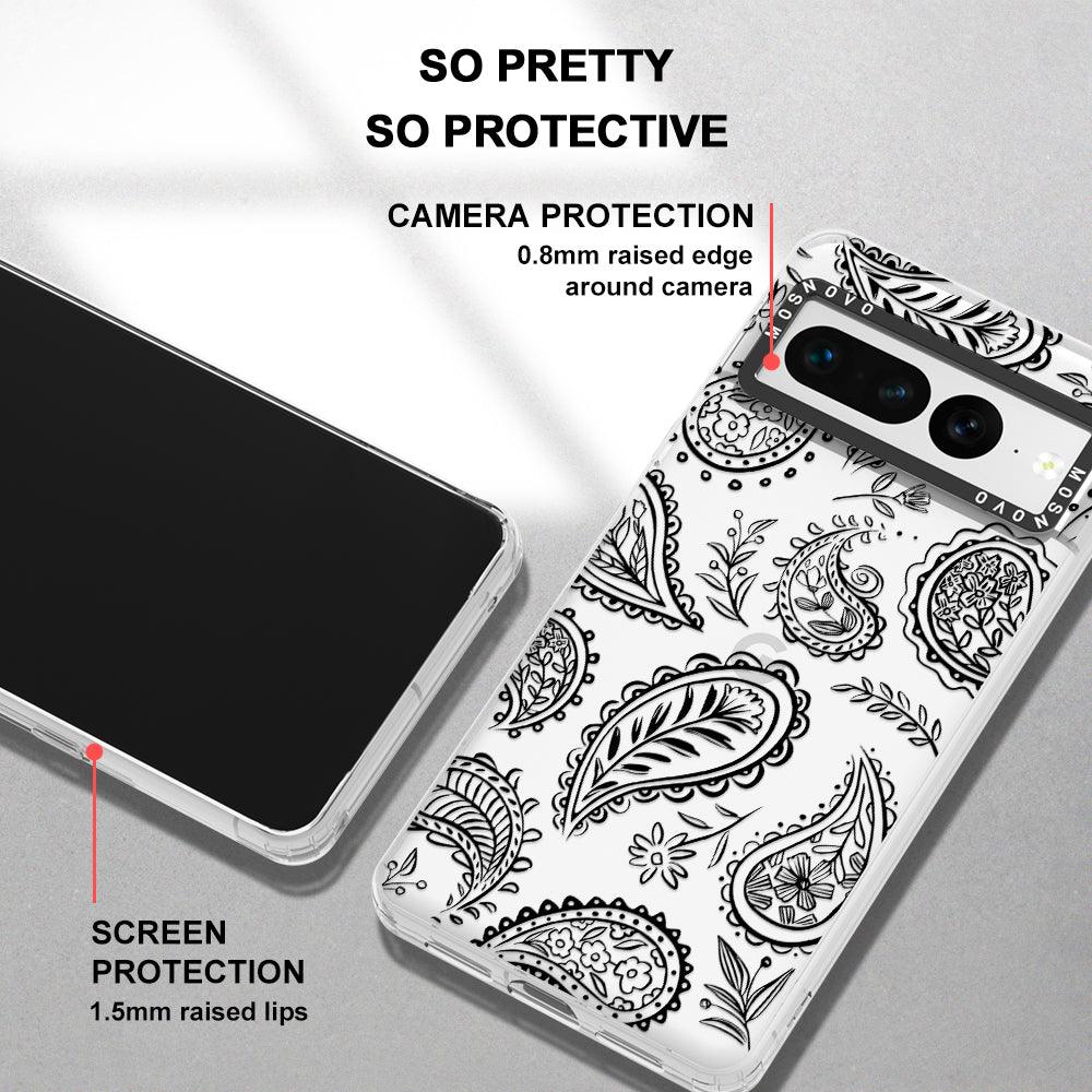 Black Paisley Phone Case - Google Pixel 7 Pro Case - MOSNOVO