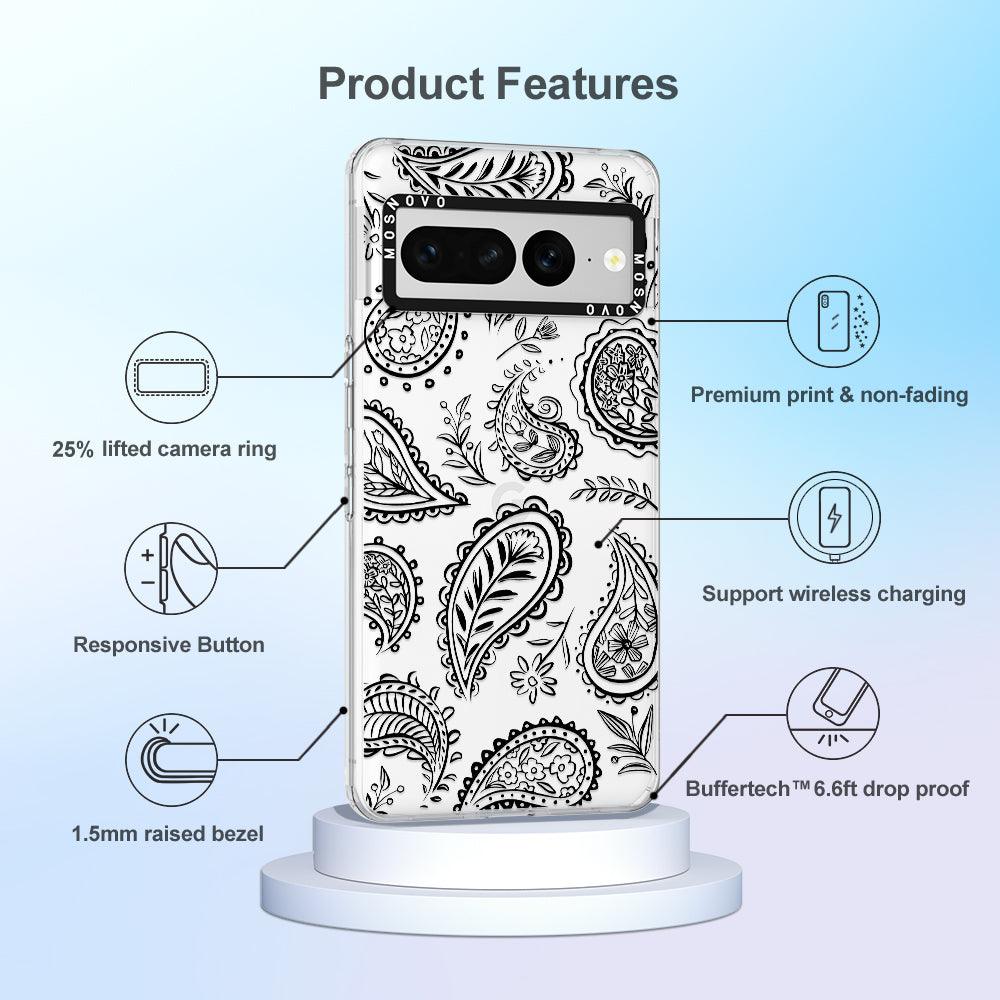 Black Paisley Phone Case - Google Pixel 7 Pro Case - MOSNOVO