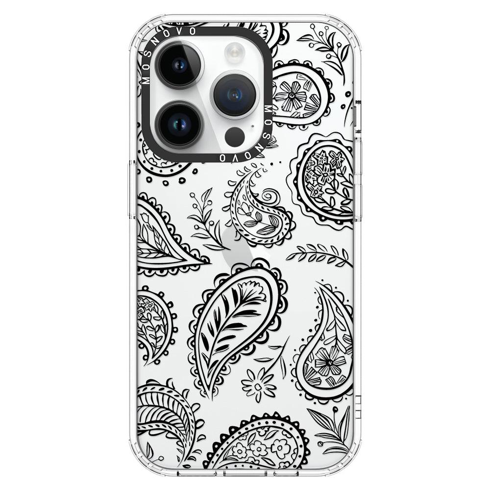 Black Paisley Phone Case - iPhone 14 Pro Case - MOSNOVO