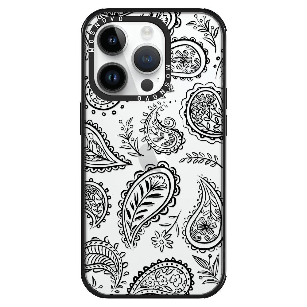 Black Paisley Phone Case - iPhone 14 Pro Case - MOSNOVO