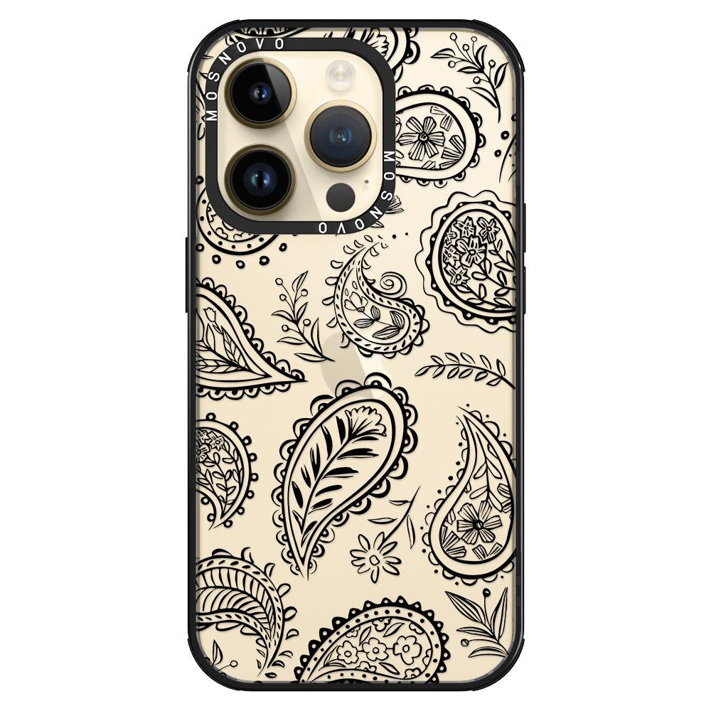 Black Paisley Phone Case - iPhone 14 Pro Case - MOSNOVO