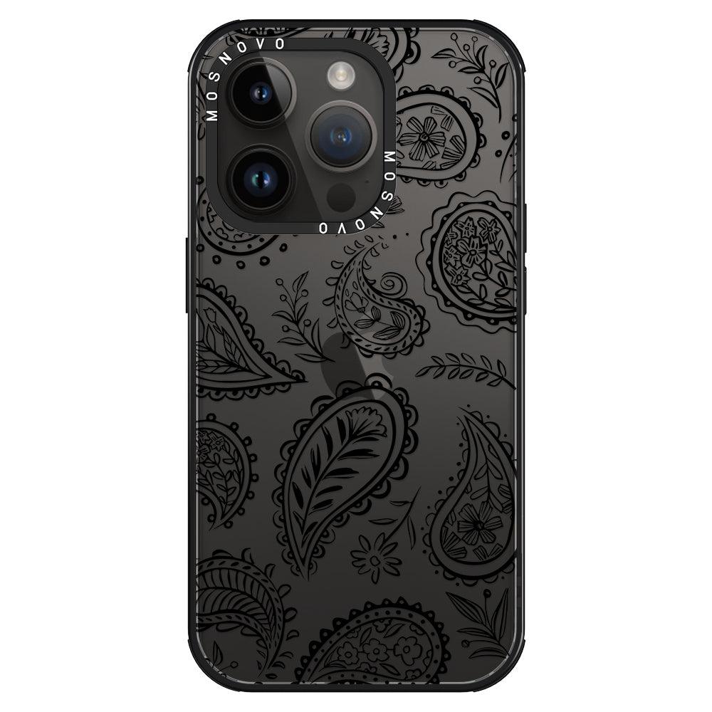 Black Paisley Phone Case - iPhone 14 Pro Case - MOSNOVO