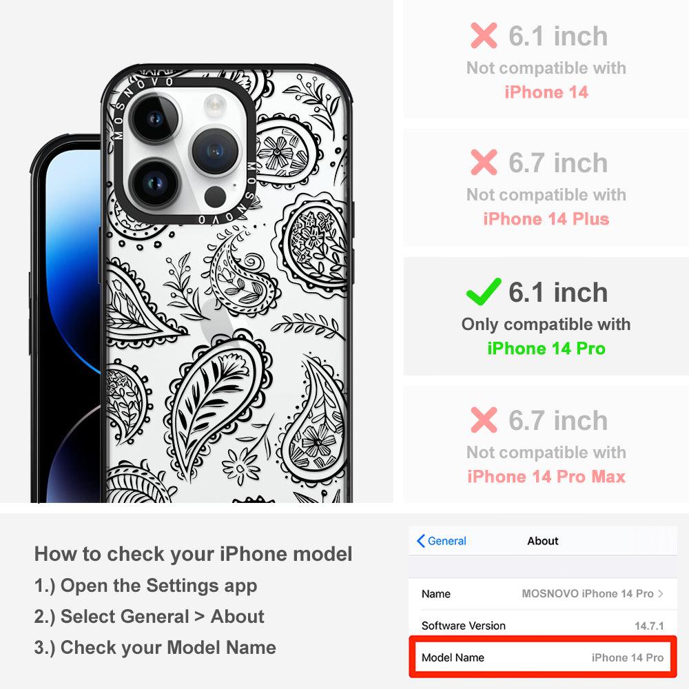 Black Paisley Phone Case - iPhone 14 Pro Case - MOSNOVO