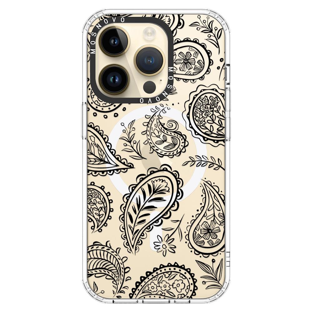 Black Paisley Phone Case - iPhone 14 Pro Case - MOSNOVO