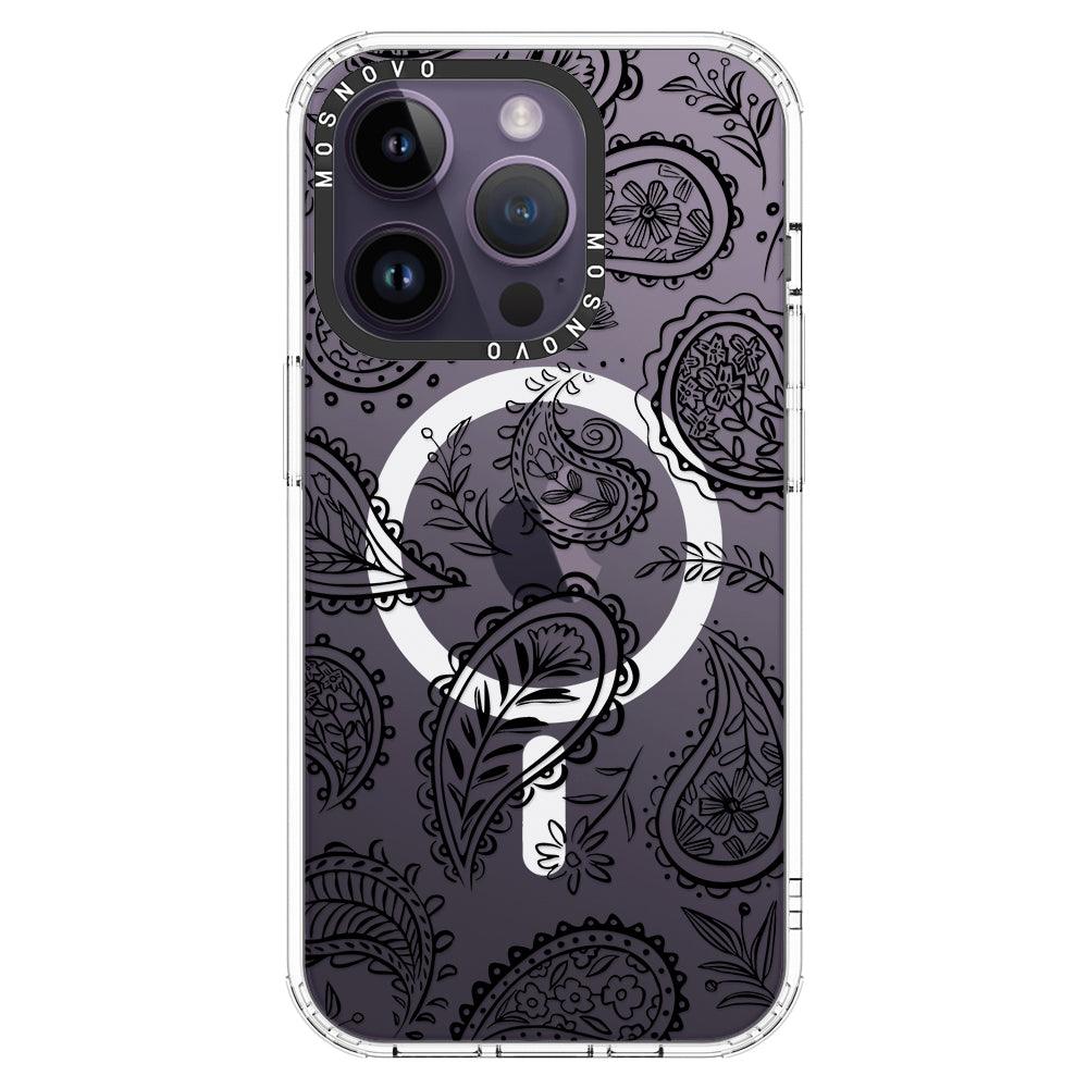 Black Paisley Phone Case - iPhone 14 Pro Case - MOSNOVO