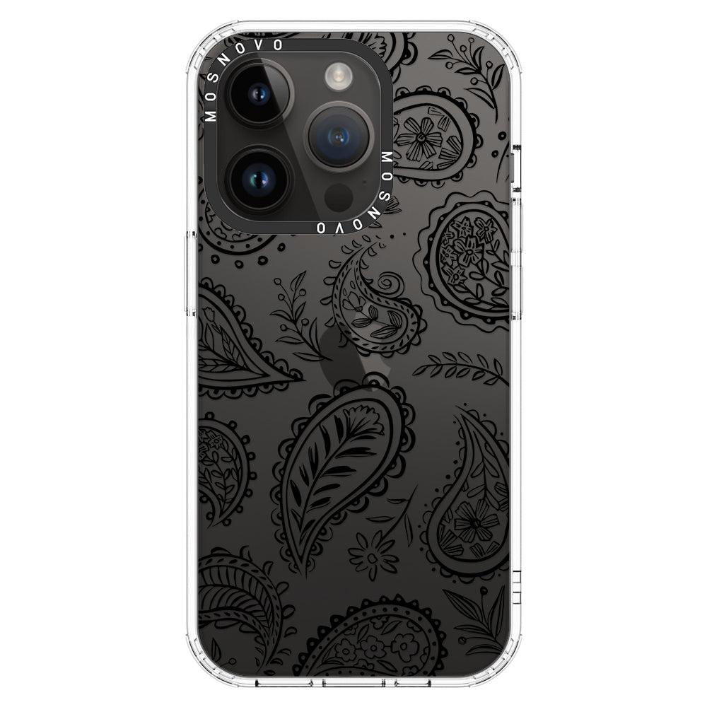 Black Paisley Phone Case - iPhone 14 Pro Case - MOSNOVO