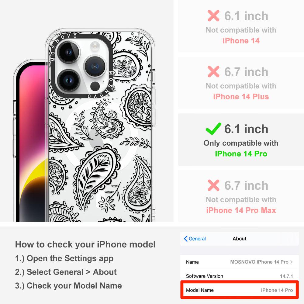 Black Paisley Phone Case - iPhone 14 Pro Case - MOSNOVO