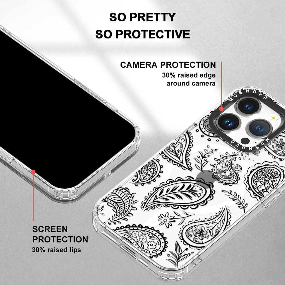 Black Paisley Phone Case - iPhone 14 Pro Case - MOSNOVO