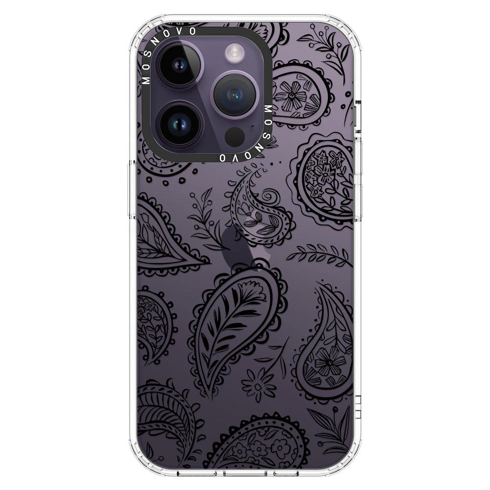 Black Paisley Phone Case - iPhone 14 Pro Case - MOSNOVO