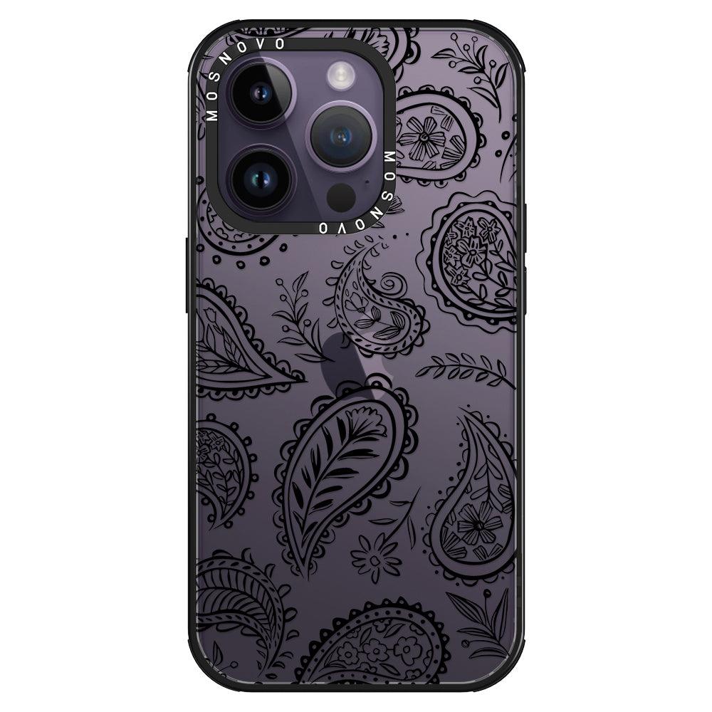 Black Paisley Phone Case - iPhone 14 Pro Case - MOSNOVO