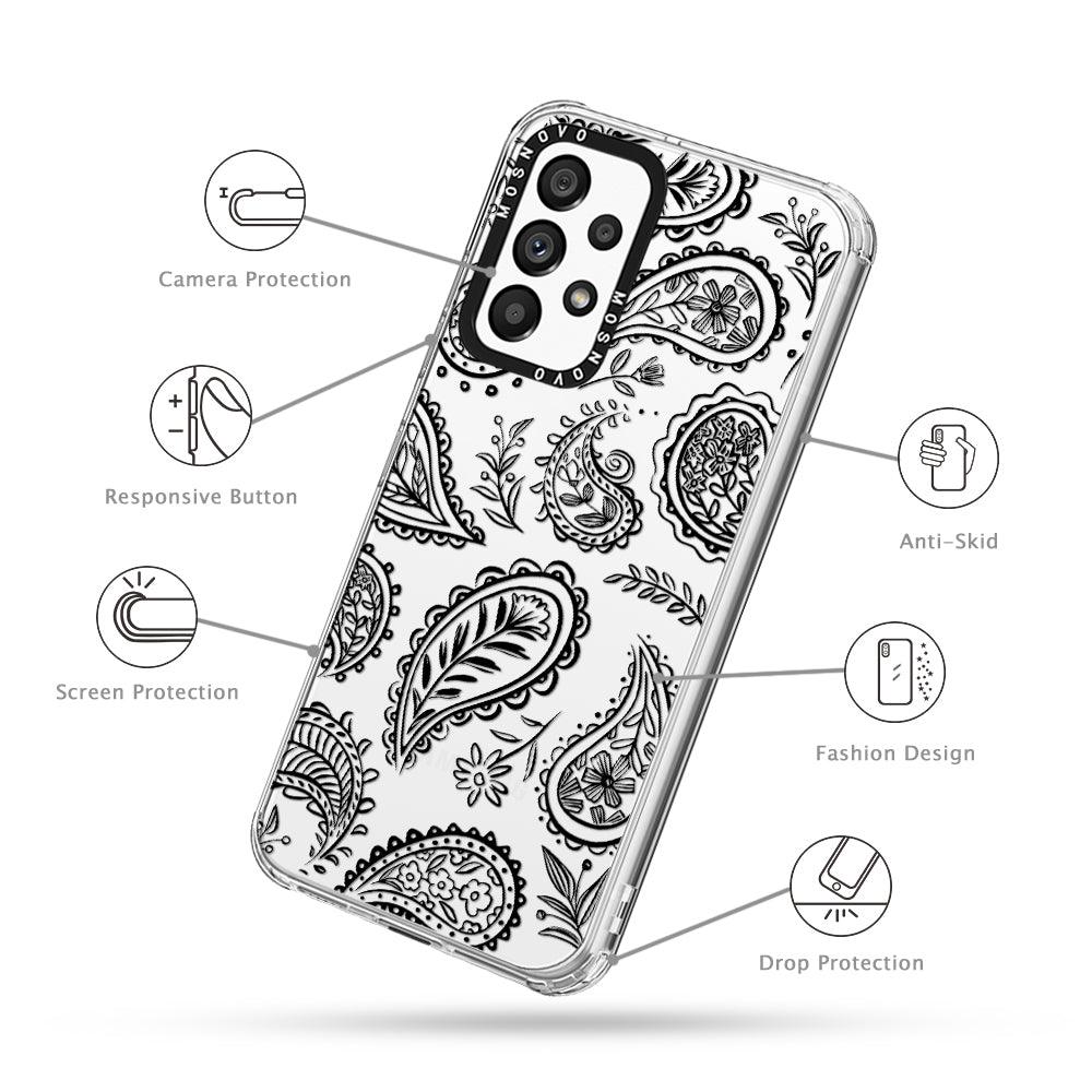 Black Paisley Phone Case - Samsung Galaxy A53 Case - MOSNOVO