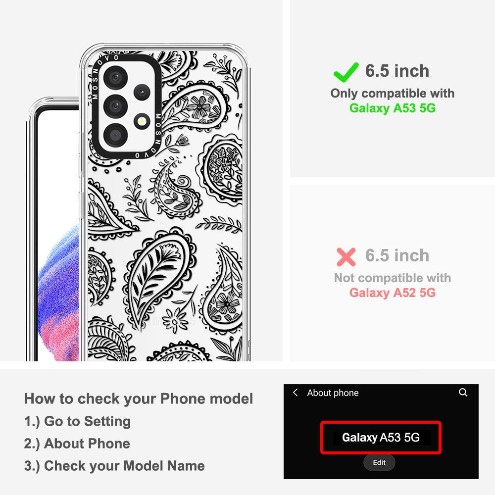 Black Paisley Phone Case - Samsung Galaxy A53 Case - MOSNOVO