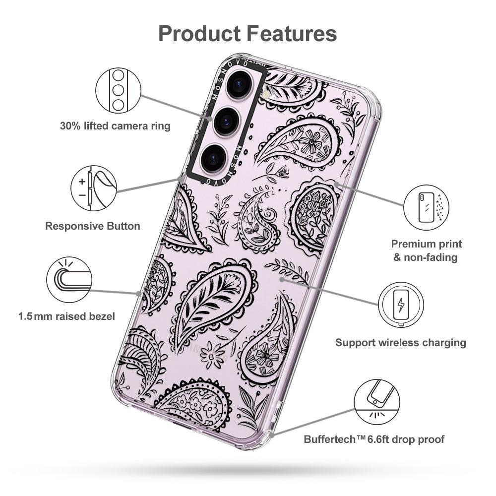 Black Paisley Phone Case - Samsung Galaxy S23 Plus Case - MOSNOVO