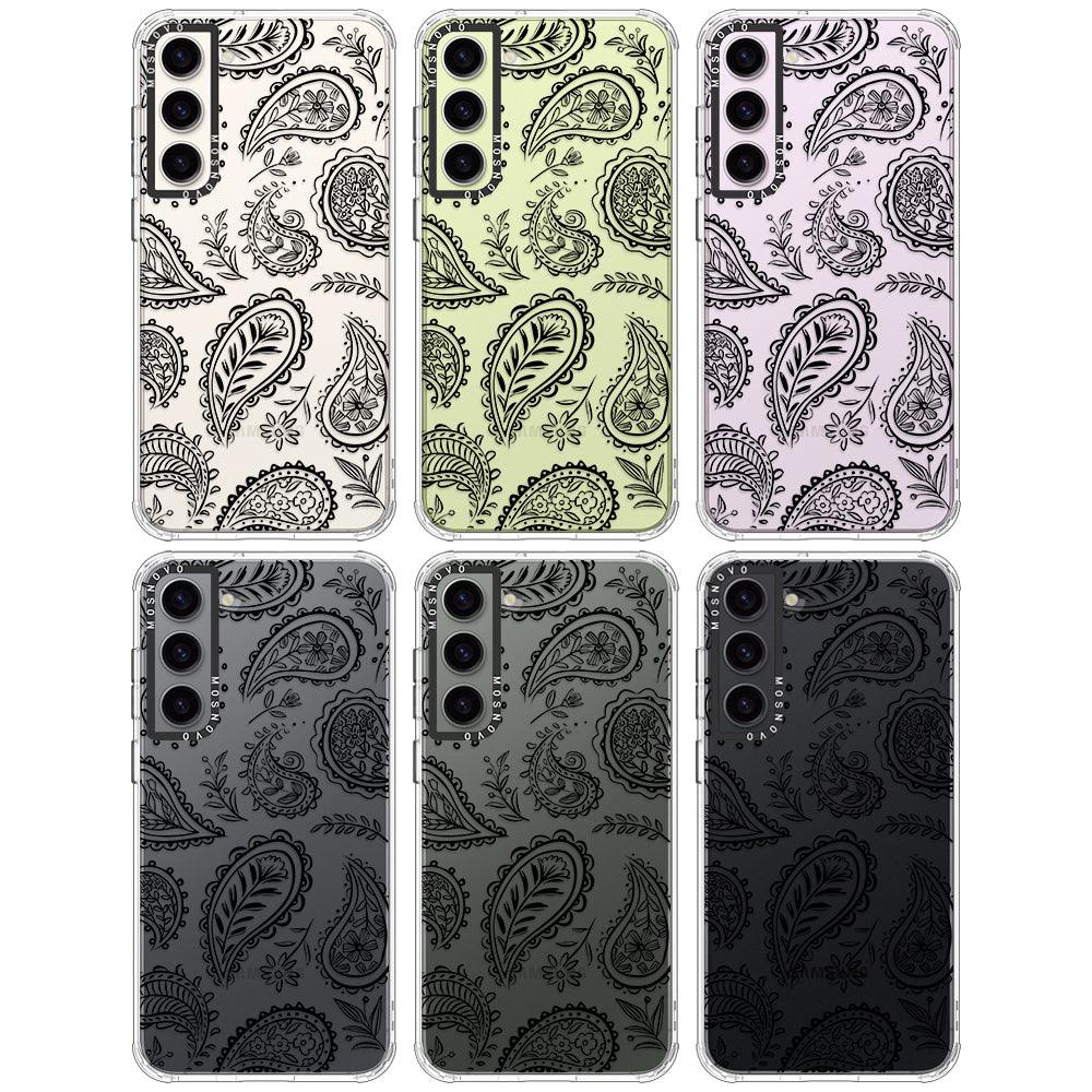 Black Paisley Phone Case - Samsung Galaxy S23 Plus Case - MOSNOVO