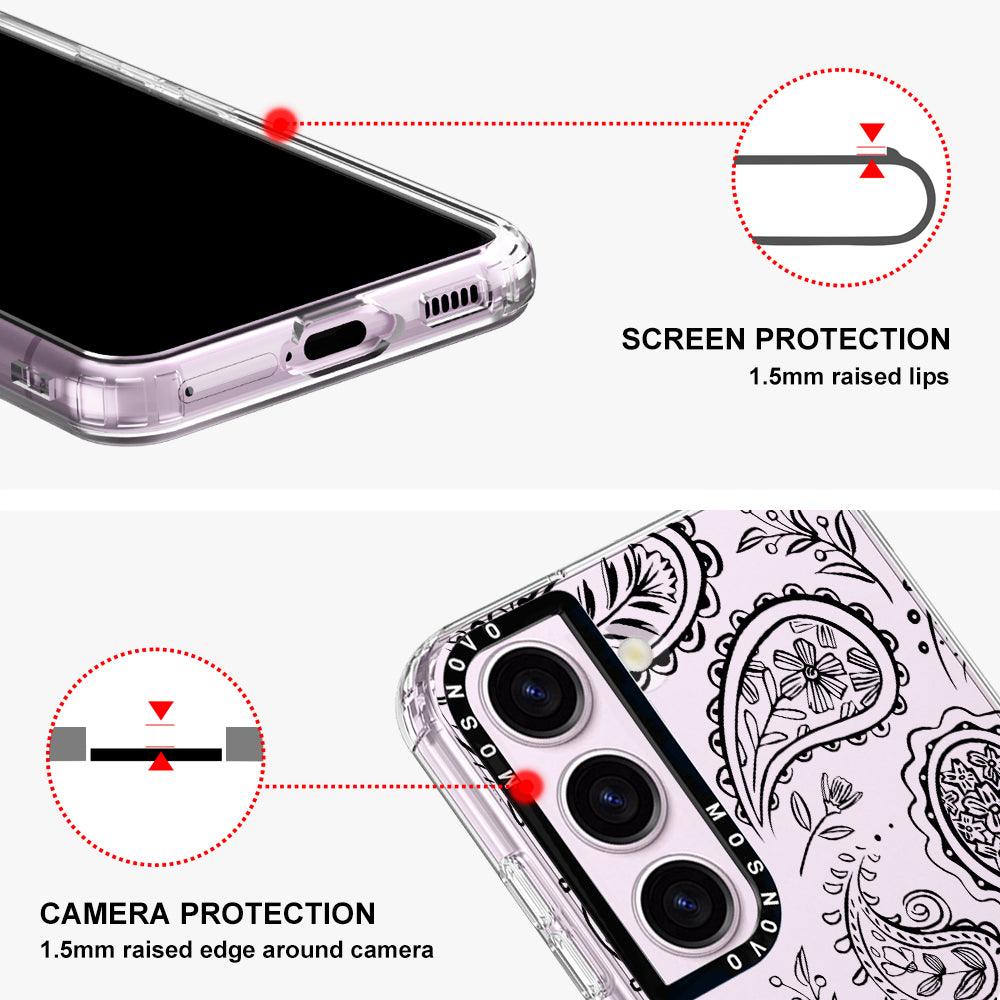 Black Paisley Phone Case - Samsung Galaxy S23 Plus Case - MOSNOVO