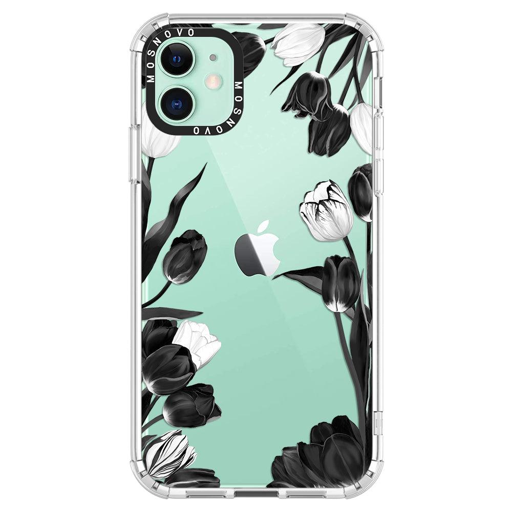 Black Tulips Phone Case - iPhone 11 Case - MOSNOVO