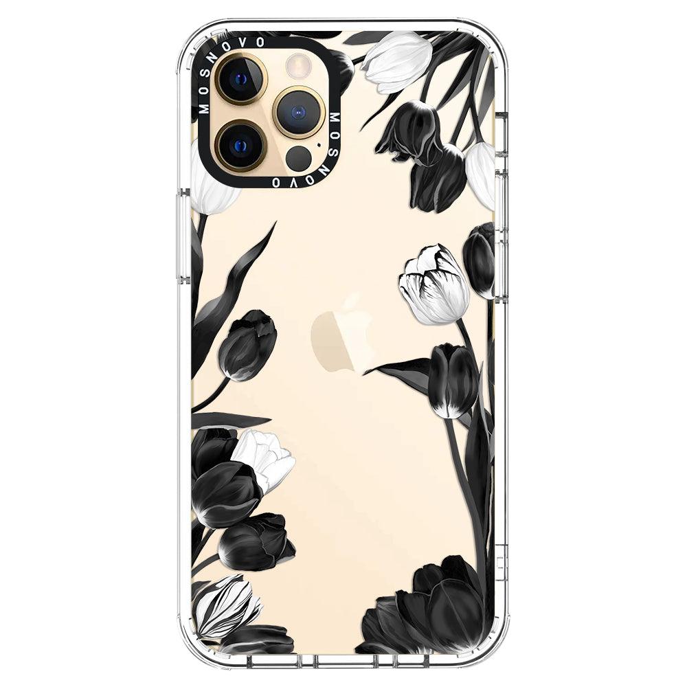 Black Tulips Phone Case - iPhone 12 Pro Case - MOSNOVO