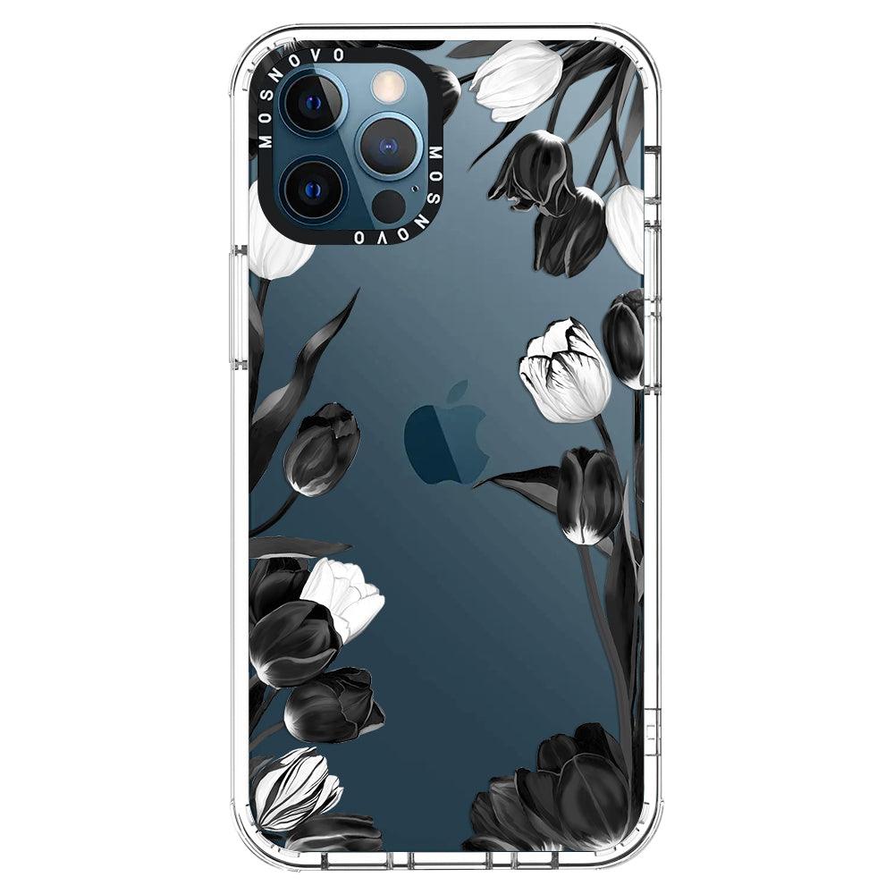 Black Tulips Phone Case - iPhone 12 Pro Case - MOSNOVO