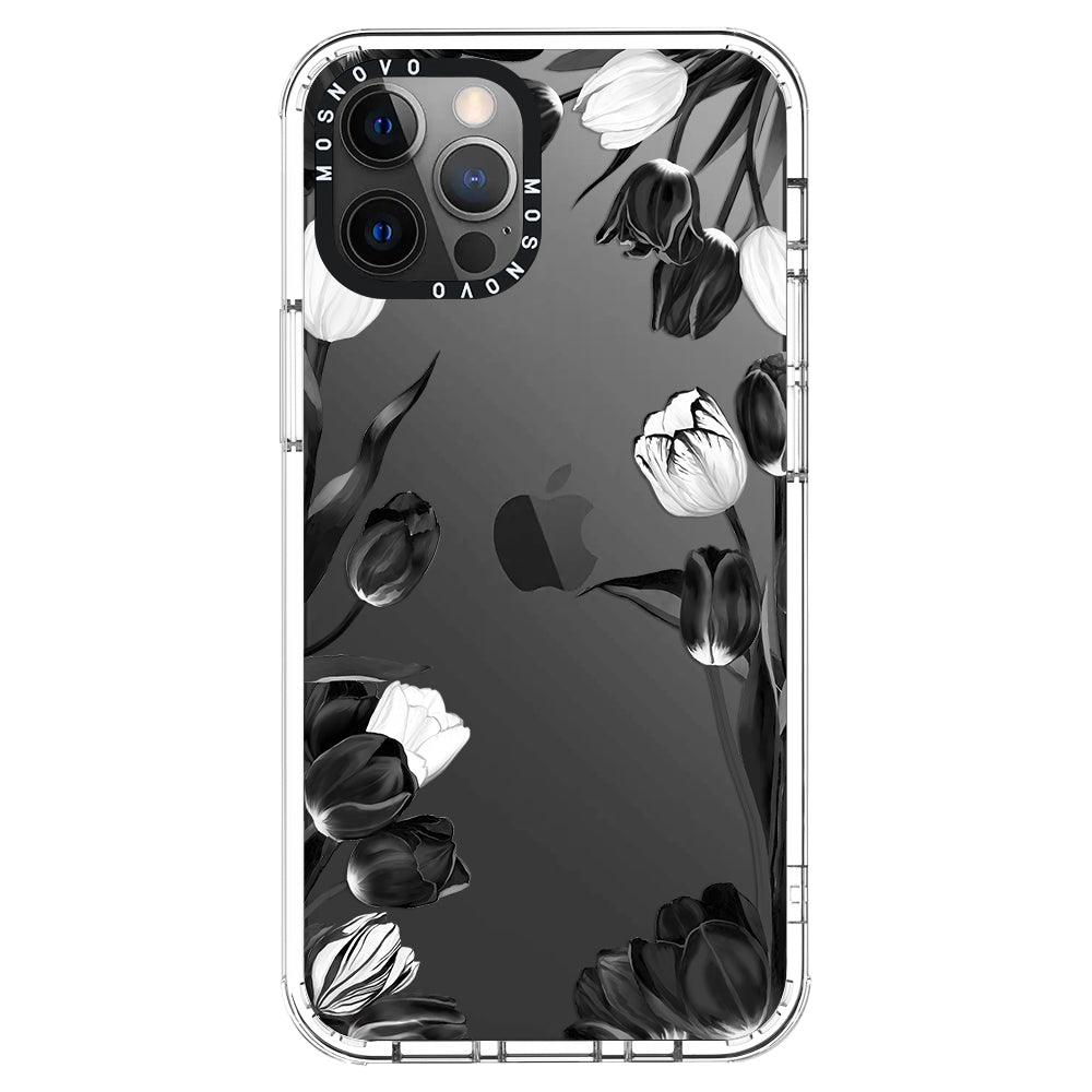 Black Tulips Phone Case - iPhone 12 Pro Case - MOSNOVO