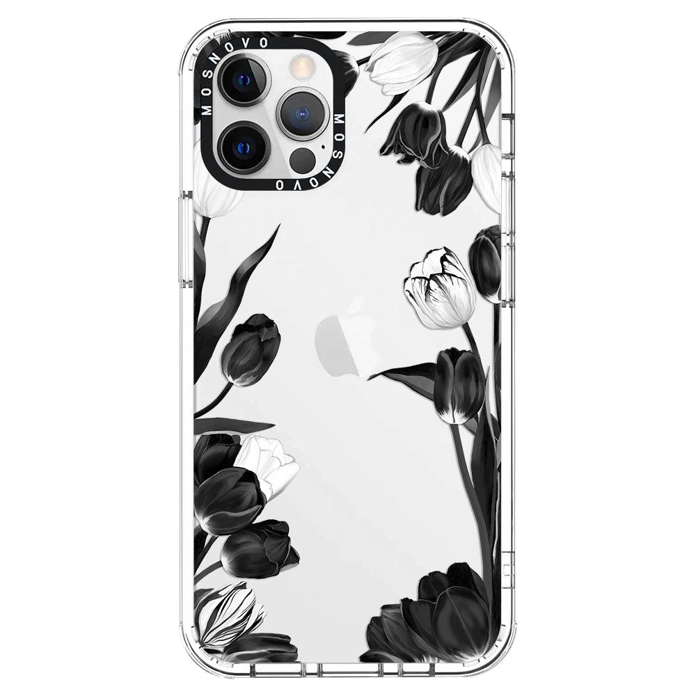 Black Tulips Phone Case - iPhone 12 Pro Max Case - MOSNOVO