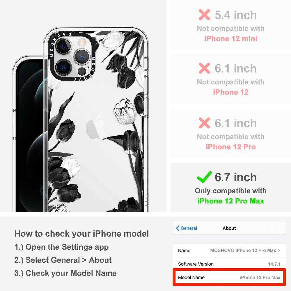 Black Tulips Phone Case - iPhone 12 Pro Max Case - MOSNOVO