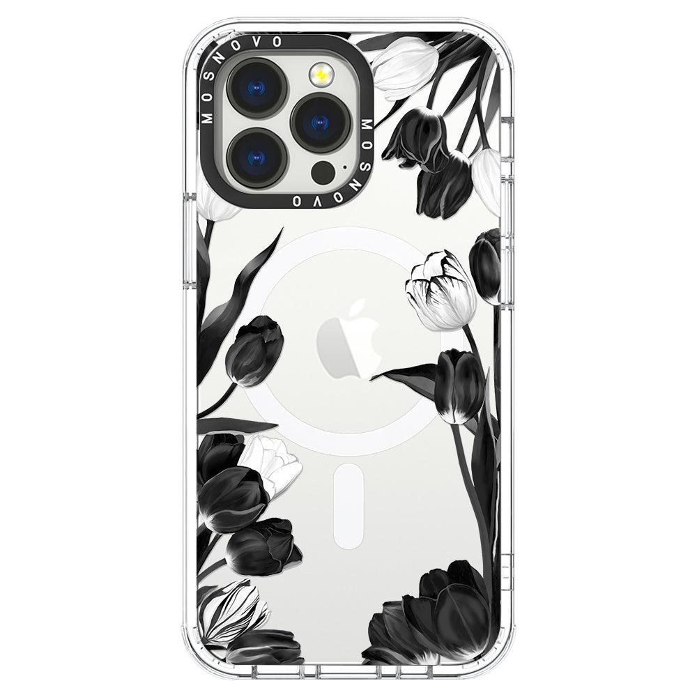 Black Tulips Phone Case - iPhone 13 Pro Case - MOSNOVO